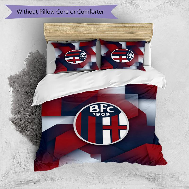 Bologna FC Printed 3PCS Bedding Set Breathable Duvet Cover with Pillowcases Decorative Bed Linen for Bedroom Home