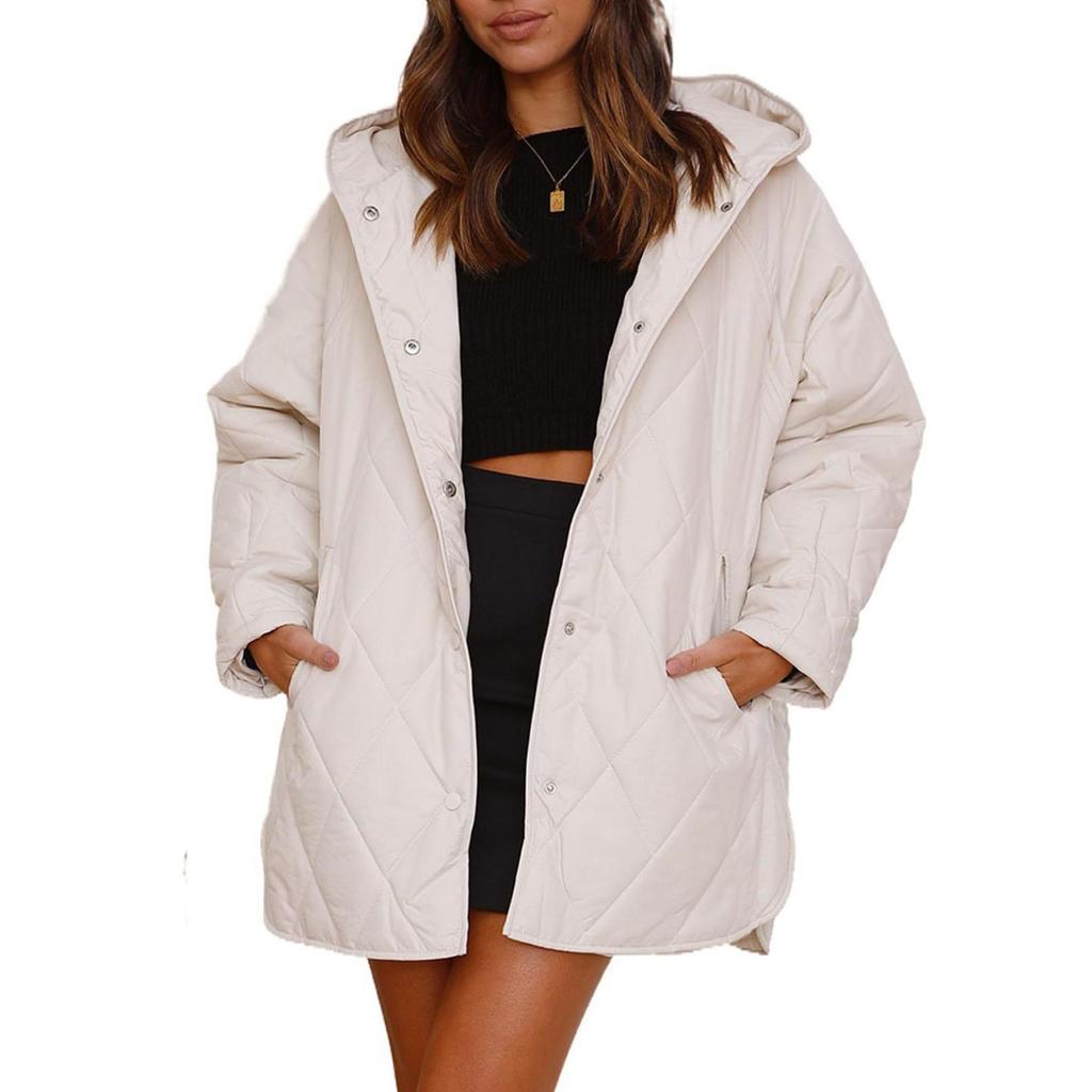 Abrigo de Invierno para Mujer Casual Acolchado con Diamantes con Capucha Chaqueta de Algodón para Calidez