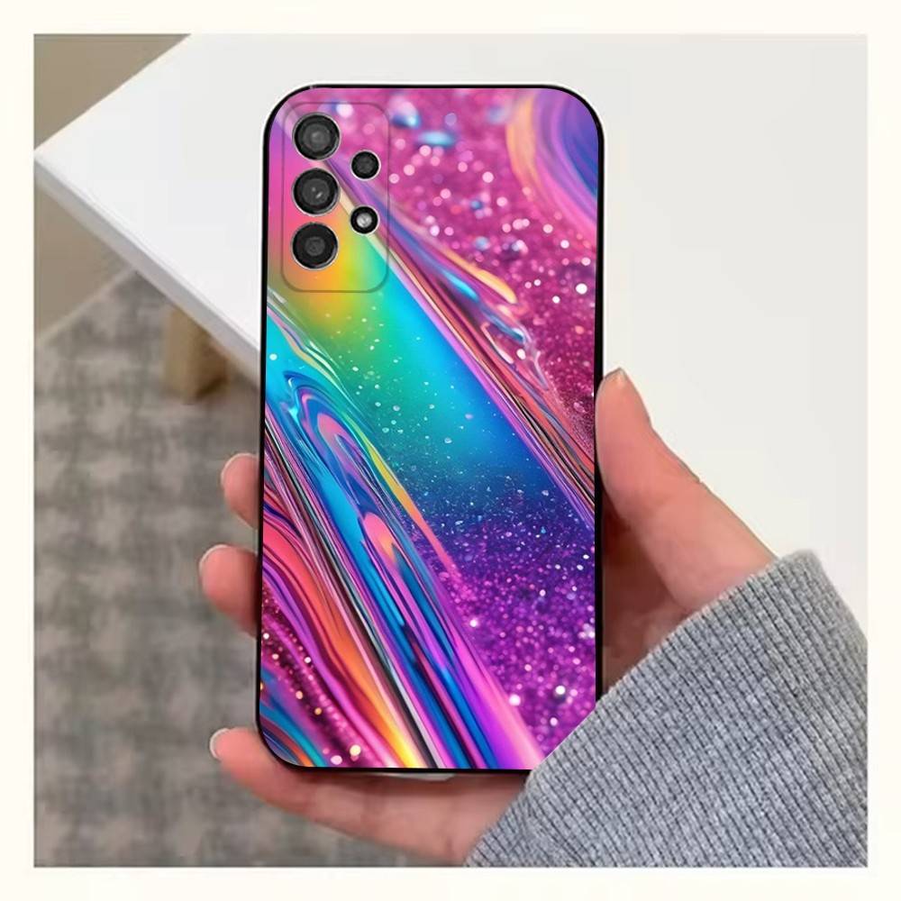 Rainbow Holographic Case For Samsung S22,S25,S20,S10,Plus,Ultra,S24,S23,FE,S21,S9,Lite,Soft Silicone Black