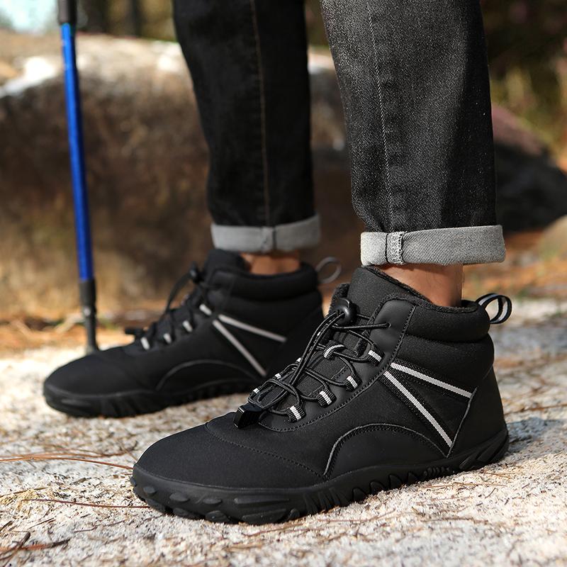 New Men Women Waterproof Barefoot Hiking Shoes Winter Warm Snow Boots Men Plush Sneakers Outdoor Trekking Climbing Boots