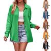 Damen Lässige Mode Tasche Locker Langarm Farbe Hemdjacke