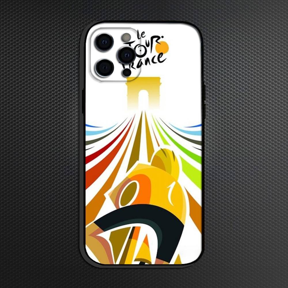 

T-Tour De France Bicycle Phone Case For iPhone 16,15,14,13,12,11 Plus,Pro Max, Soft Silicone Black Cover iPhone16promax