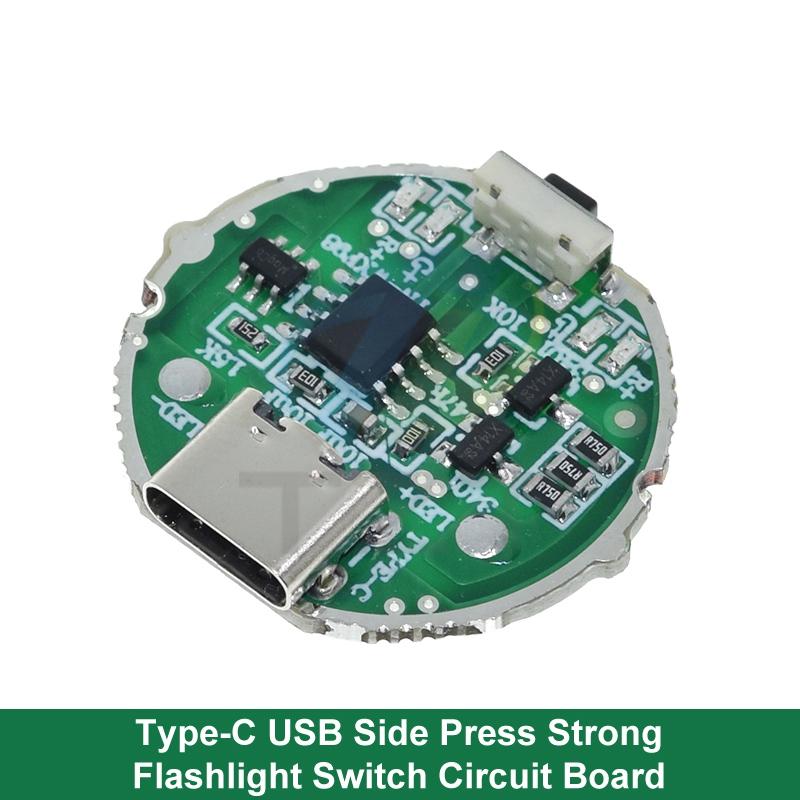 Micro USB / TYPE-C USB Side Press Strong Light Torch Driver Board Three-Speed Control Switch Circuit Board Accessories 10w Watt