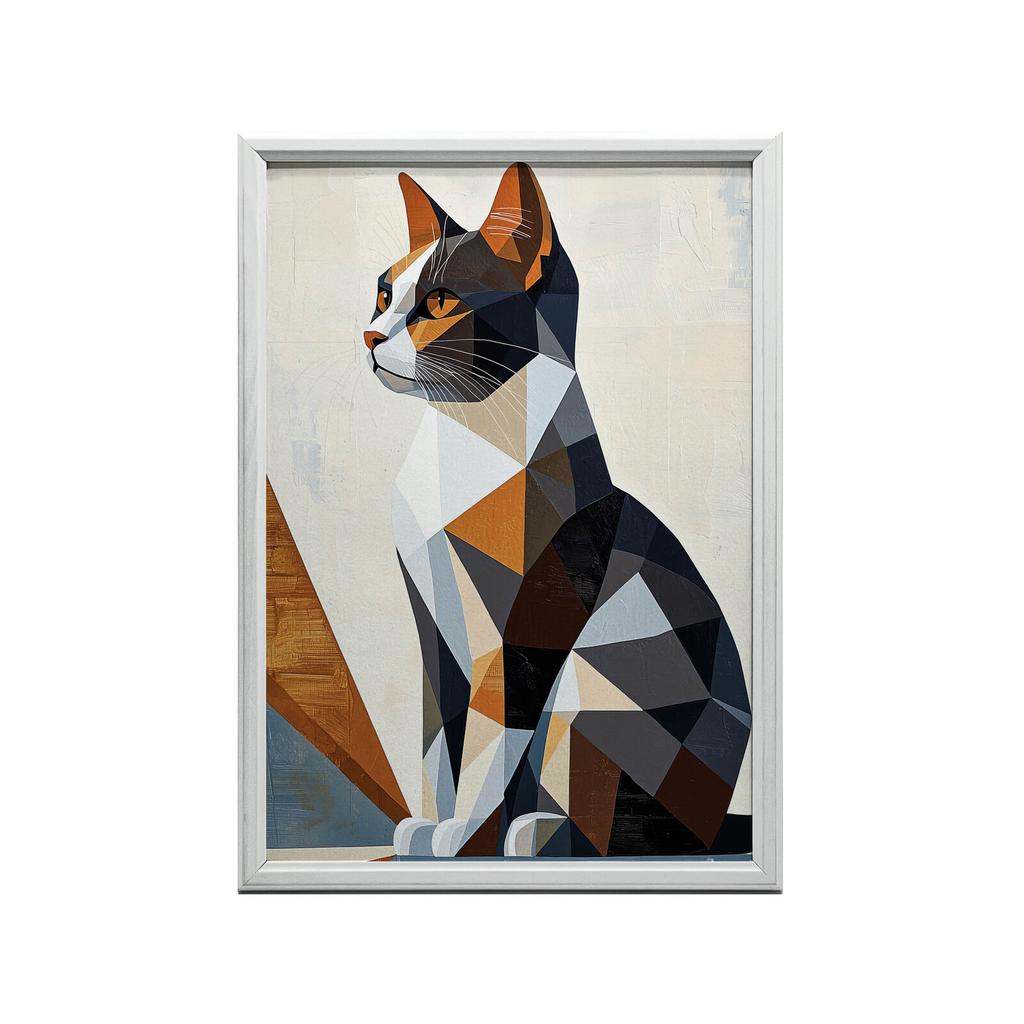 Geometry of a Cat In a Modern Landscape Geometry of a Cat In a Modern Landscape, 70X100 Cm, Unframed, Premium Canvas On Stretcher
