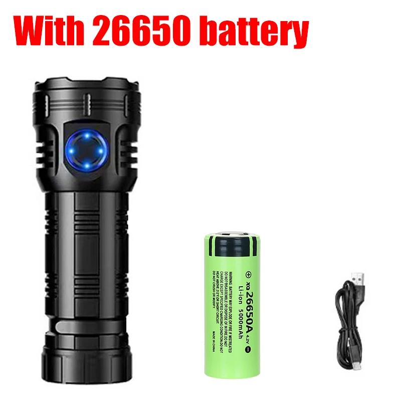 High Power LED Mini Flashlight 5000LM Rechargeable Aluminum Alloy Flashlight with Tail Magnetic Strong Camping Emergency Light