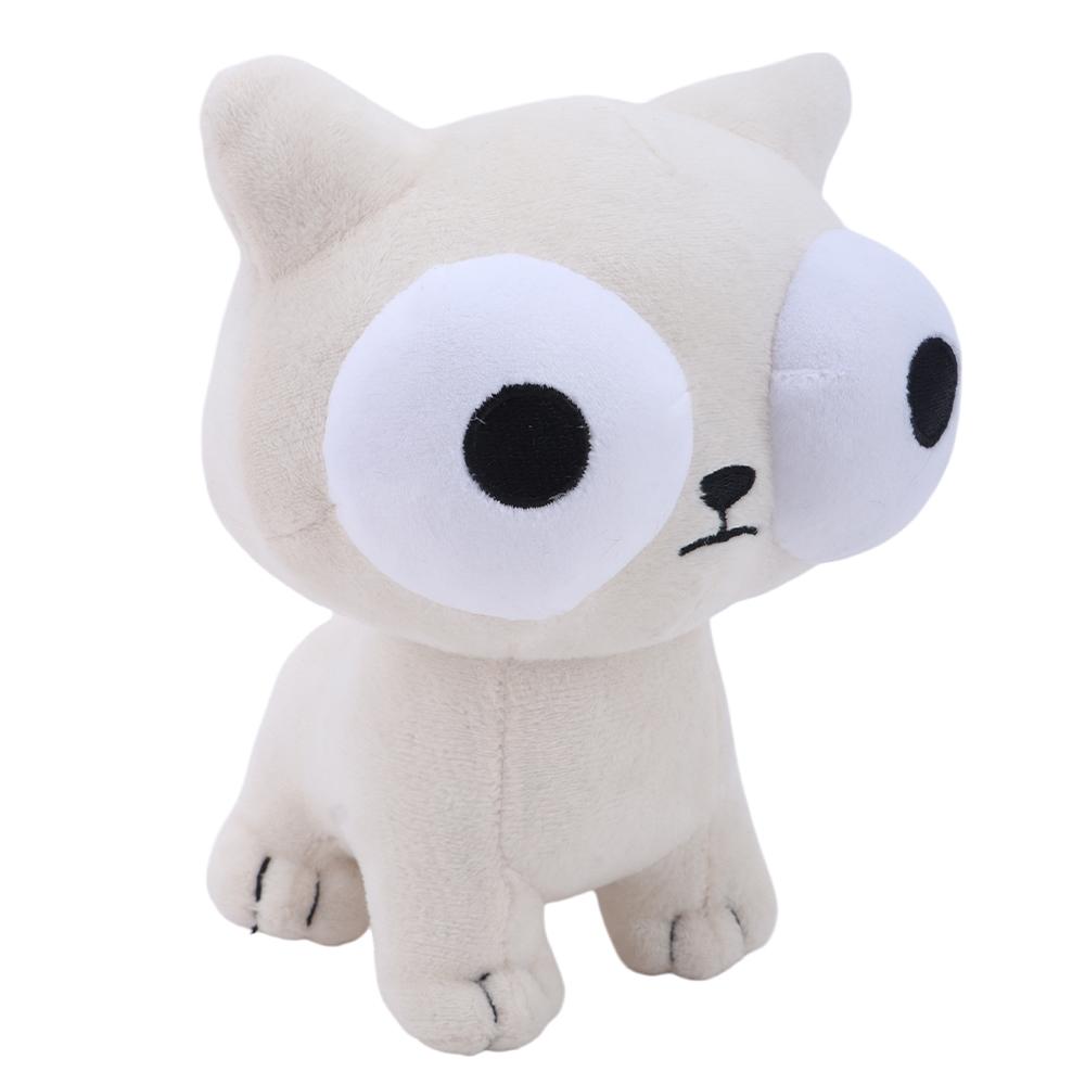 18cm Cute White Staring Cat Plush Toys Soft Fluffy Stuffed Anime Game Cat Plush Dolls Home Decor Fans Kids Birthday Xmas Gifts