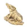 Brass Bull Ornament Lying Position Statue Wall Street Bull With Base for Tea Pets Small Craft