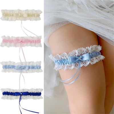 Wunderschönes Hochzeitsstrumpfband Brautparty Braut Andenken Elfenbein Spitze Floral Strass Schleife Damen Damen Strumpfband Junggesellinnenabschied Zubehör