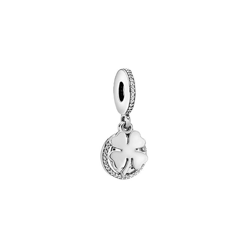 Pandora Four-leaf clover bracelet necklace charm 925 silver pendant women s silver 792089CZ серебряный