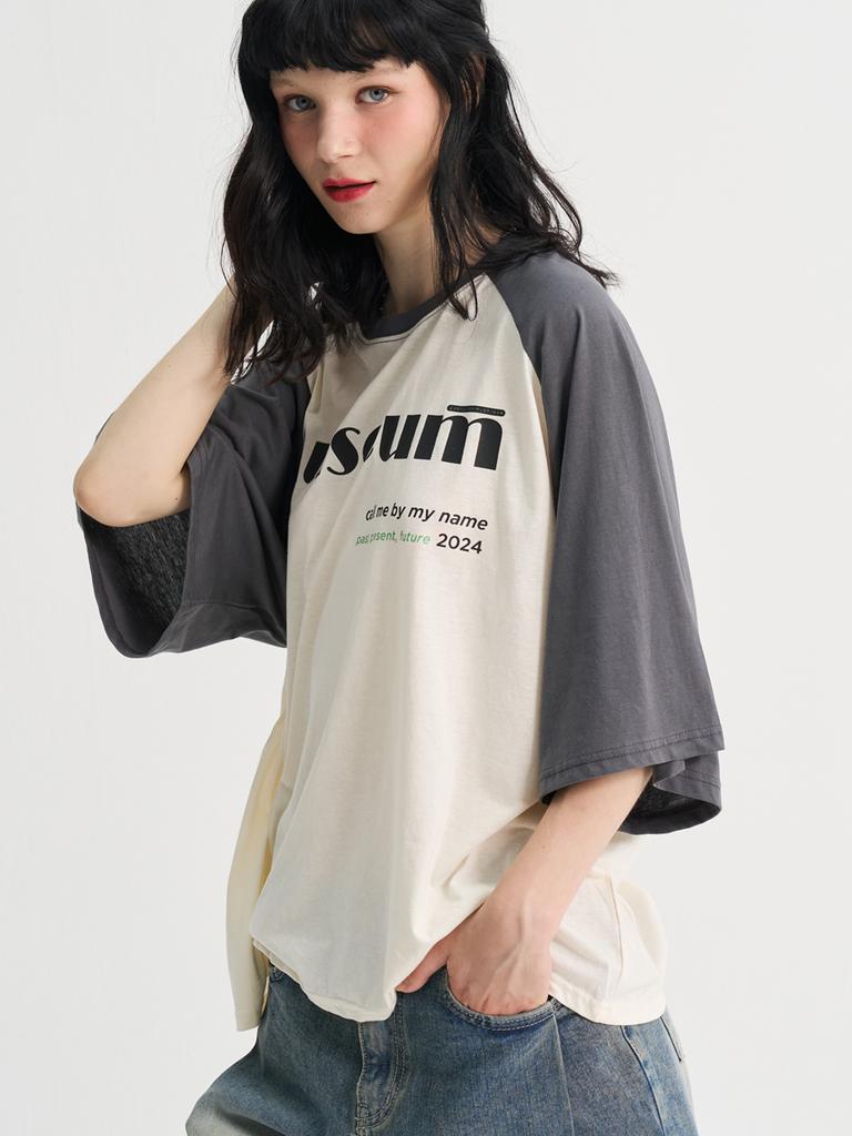 SORRY, TOO MUCH LOVE Season Point Museum Raglan T-Shirt_Charcoal