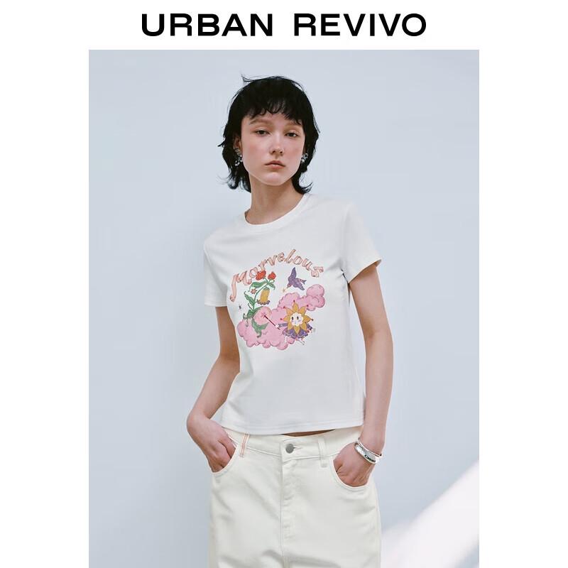 UR 2025 Summer Women s Color Block Print Short Sleeve T-Shirt S