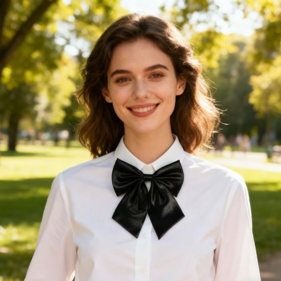 Men Bow Tie Detachable Design Smooth Texture Solid Color Striped Print Neck Tie Weddings Business Parties Outfit Accessories