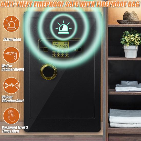 60cm Großer Heimtresor Einbruchsicher Feuerfest Tresor Heimdokument Tresor Schmuck Einzahlungstresor Digitaler Sicherheit Heimtresor