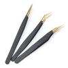 Black Gold Pattern Stainless Steel Eyelash Tweezers for Precision Eyelash Extension