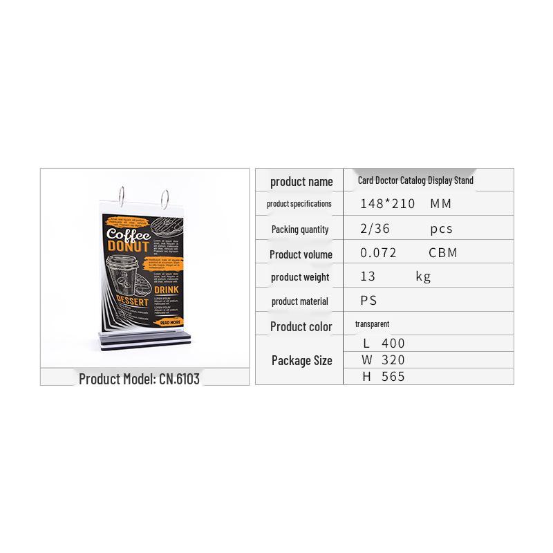 Card Doctor Acrylic Flip Page Table Sign: High-Definition Pull-Out Menu and Product Display for Wine & Drinks