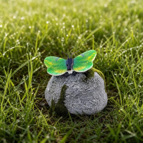 Yousheng Solar Butterfly Stone Light, Resin Garden Decoration with Natural Stone Look, Soft LED Outdoor Lamp for Lawn Pathway
