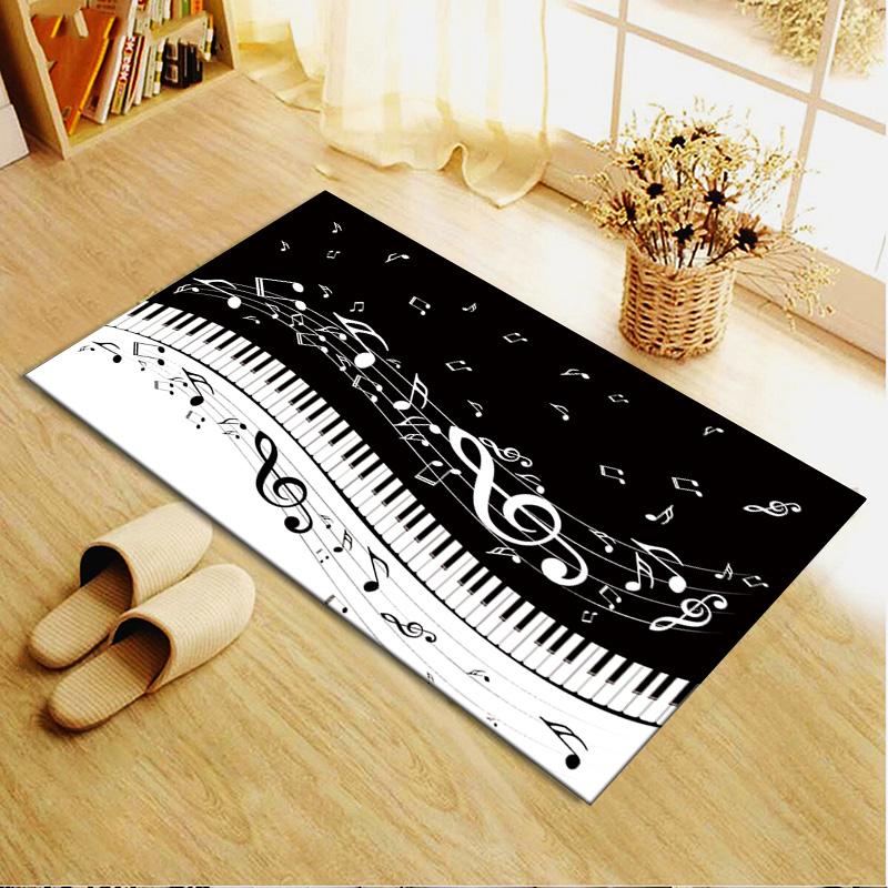 Tappeto Tappetino con Note Musicali per Soggiorno Camera da Letto Casa Decorazione Divano, Tappetino Antiscivolo per Giochi Bambini