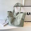 New tote bag women's shoulder bag college student class handbag simple drawstring nylon bag large capacity