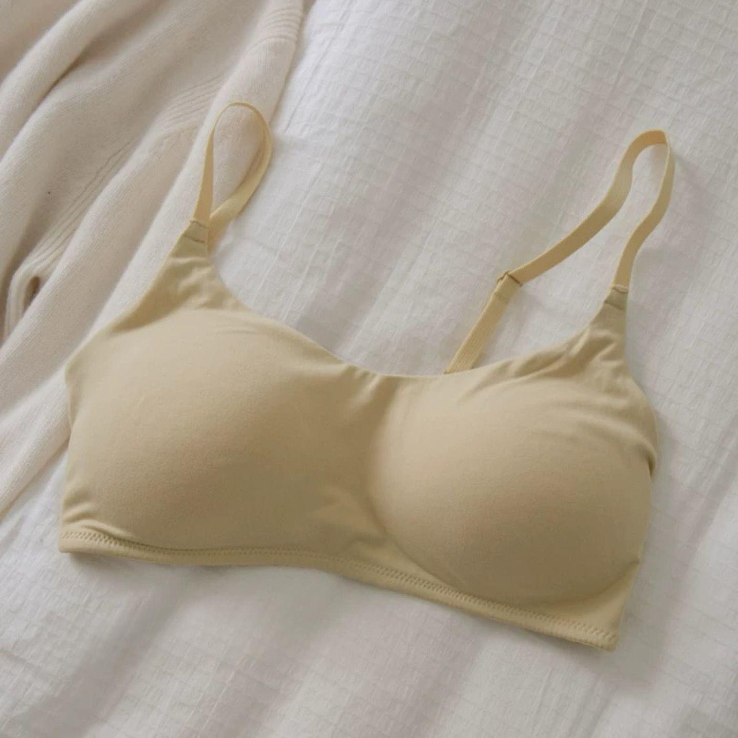 

Женский бюстгальтер пуш-ап с маленькой грудью, бесшовный, без спинки, на бретелях, модальный шелк, без косточек, топ-труба, предотвращающий отвисание 38/85 бежевый