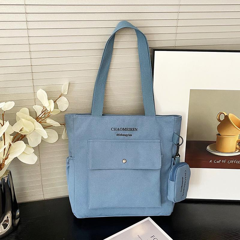 Large-capacity Versatile Bag Women's 2025 New Shoulder Canvas Portable Popular Texture Class Commuter Tote Bag Soft