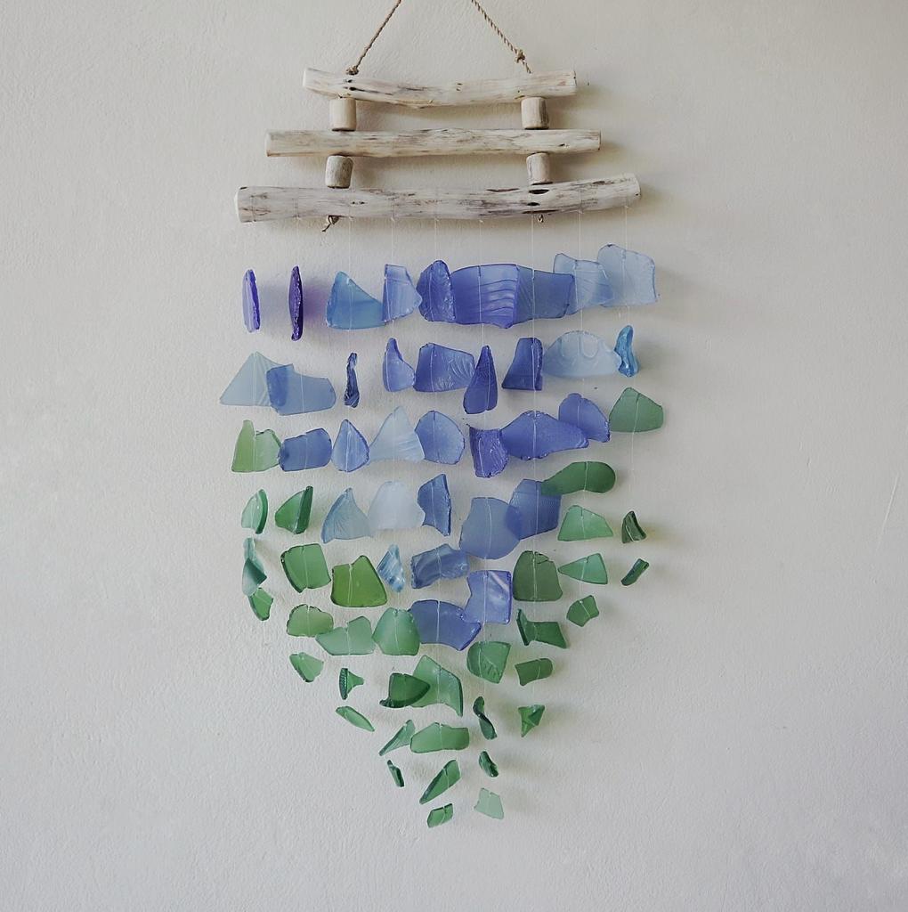 Carillons éoliens Trois bâtons Bleu et Vert