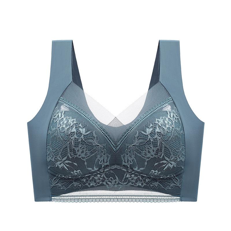 Top High Quality Lace Ladies Underwear Sexy and Comfortable No Steel Rings Fixed Cups Gathered Small Large Size Bra Thin Section