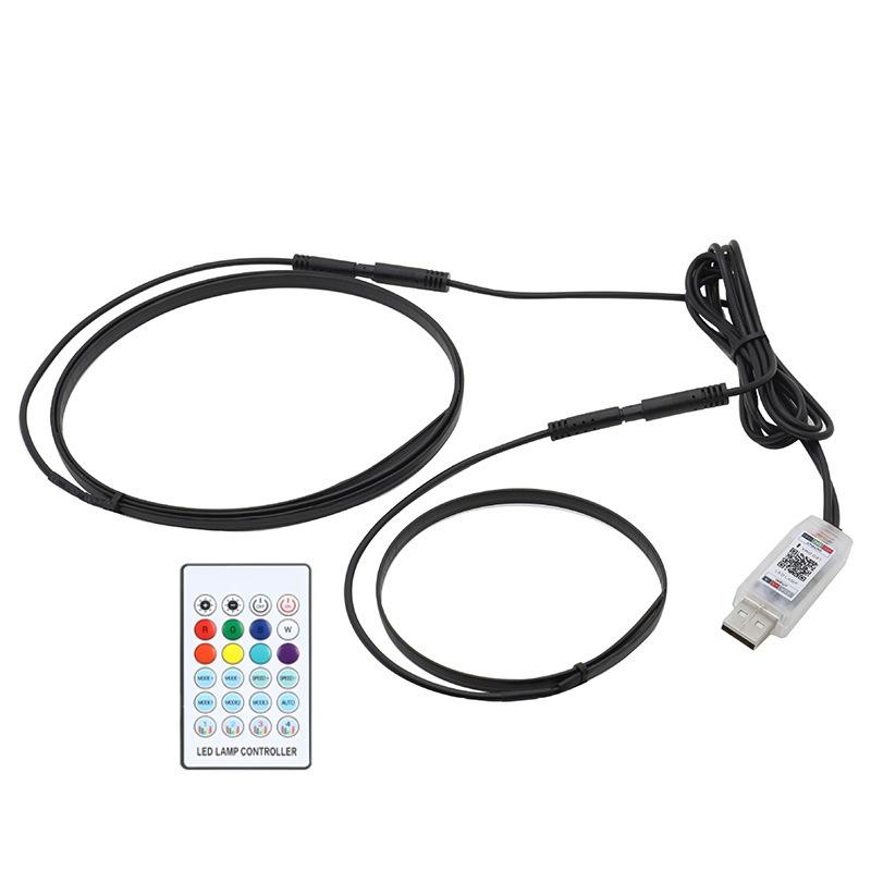 Colorful LED Car Interior Hidden App Remote Control Atmosphere Lamp USB Car Ambient Light Acrylic Strips Dashboard Lights RGB