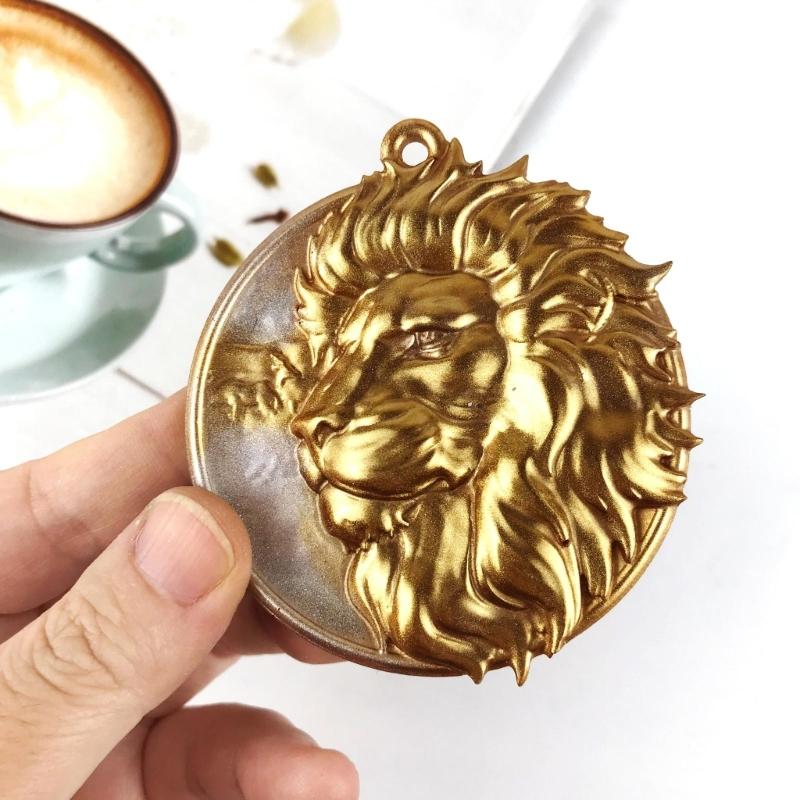 DIY Semi-stereoscopic Lionhead Keychain Silicone Epoxy Mold DIY Ornaments Pendant Crafting Mould for Valentines Gift
