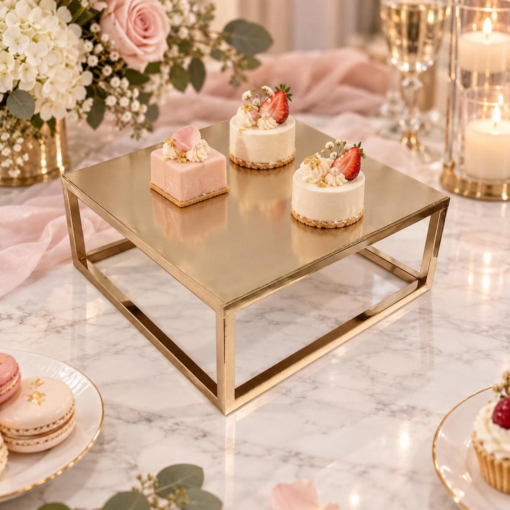 Cake Display Stand Electroplated Elevated Pastry Holder for Weddings, Bakery Displays,