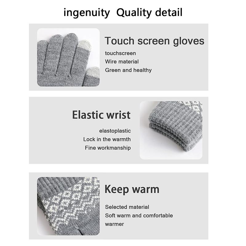 Gants Tricotés Chauds d'Hiver Gants Tricotés à Écran Tactile pour Téléphone Mobile Gants Chauds Épais d'Hiver pour Cyclisme et Équitation Gants Adultes pour Hommes et Femmes