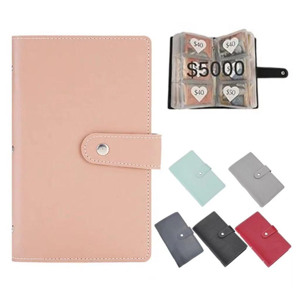 Savings Challenge Book Solid Color Card Bag Money Saving Binder Book Card Holder  Outdoor