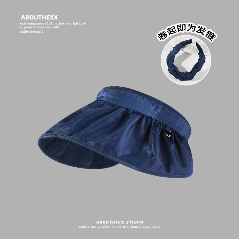Women's Sun Hat 2024 New Arrival UV Protection Summer Sun Hat Shell-Style Open-Top Hat Face-Covering Wide-Brimmed Headband Hat