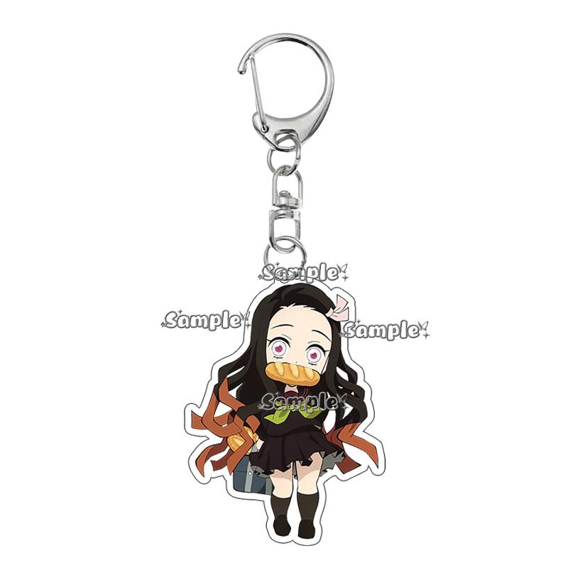 5cm Acrylic Anime Cartoon Kamado Nezuko Agatsuma Tanjiro Giyuu Q Version Keychain Game Character Backpack Pendant Charm Gift Toy