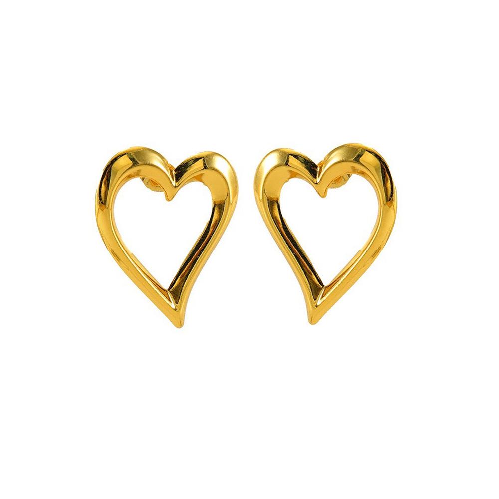 Geometric Hollow Heart Stud Earrings - Retro Design with Light Luxury Style for Women