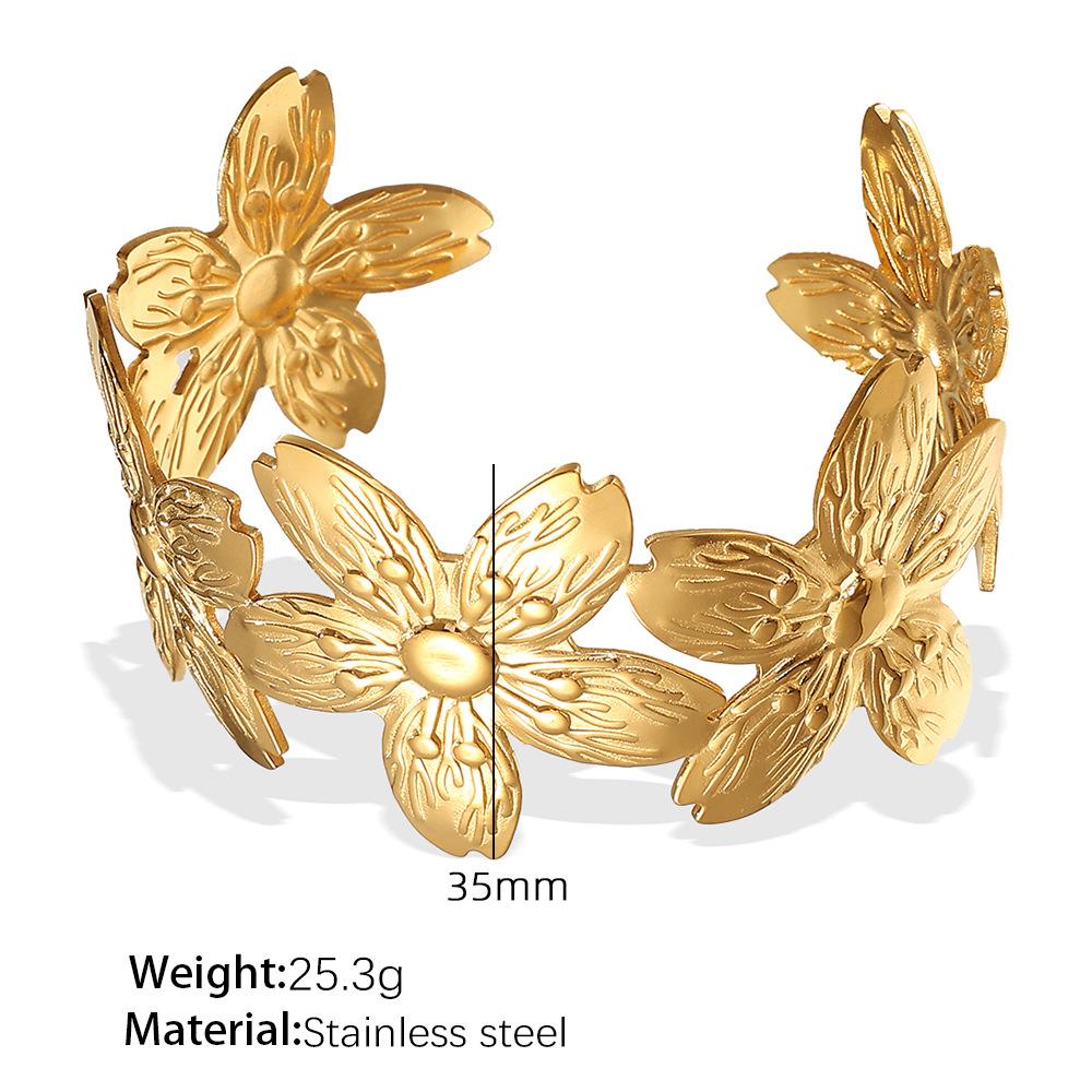 Personalized exaggerated design flower starfish water drop opening bracelet female titanium steel bracelet female