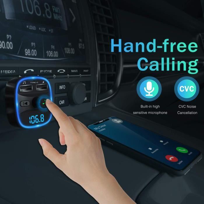 Bluetooth FM Transmitter, Bluetooth MP3 Player Wireless Radio Adapter Car FM Transmitter Kit Charger, Hands-Free Call, 2