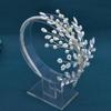 Double Row Pearl Rhinestone Claw Chain Headband with Wedding Veil