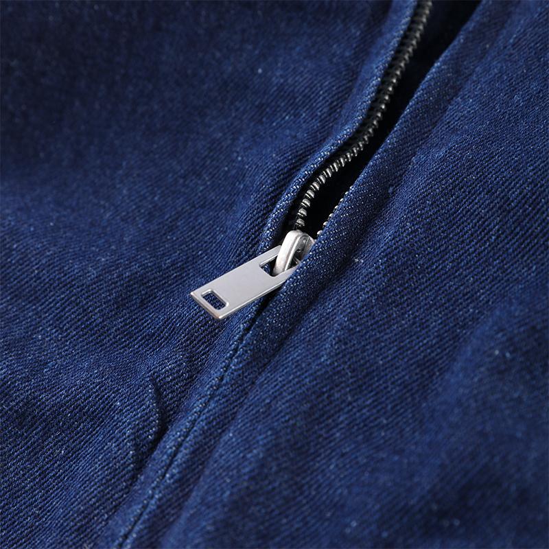 Patchwork Gestreifte Jacke Weitbeinige Hose Set Damen Stehkragen Reißverschluss Locker Jeansjacke Kordelzug Hose Zweiteiliges Set Schlichtes Lässiges Hosen-Set