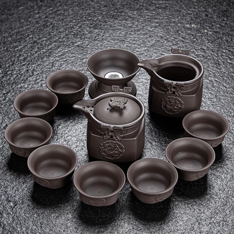 

Antique Yixing Purple Clay Tea Set Household Teapot and Cup Set Custom Beauty Filter Teapot Handmade Zen Master Cup 11PCS
