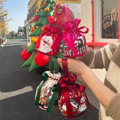 1Pc Christmas Canvas Gift Bag - Hand-carrying Xmas Eve Handbag, Ideal for Candy & Peace Holiday Packaging
