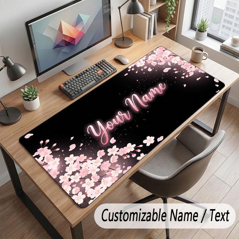 Floral Garden Theme Customized Mouse Pad Personalized Print Name Text Desk Mat For Home Office Table Decor