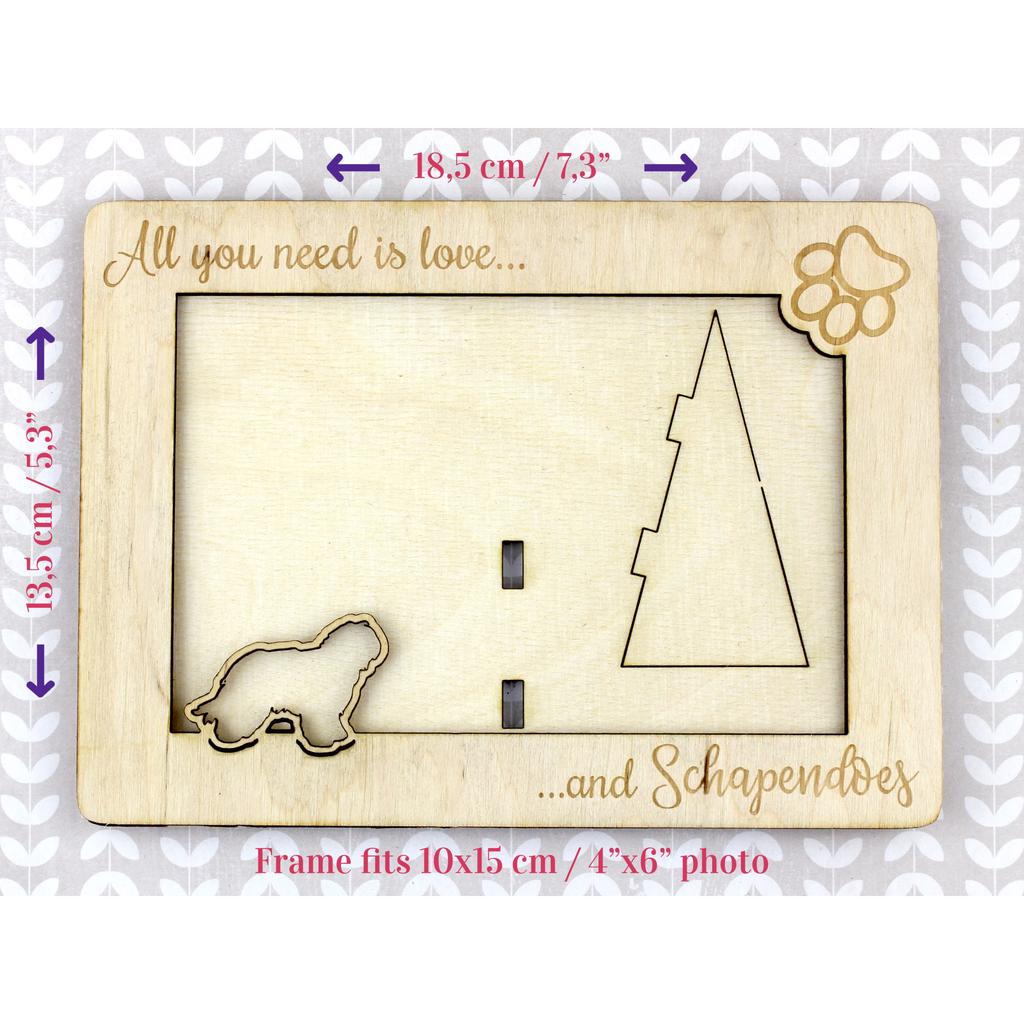 Schapendoes, Dutch Sheepdog, Nederlandse Schapendoes – Photo frame, engraved wooden frame | Art-Dog