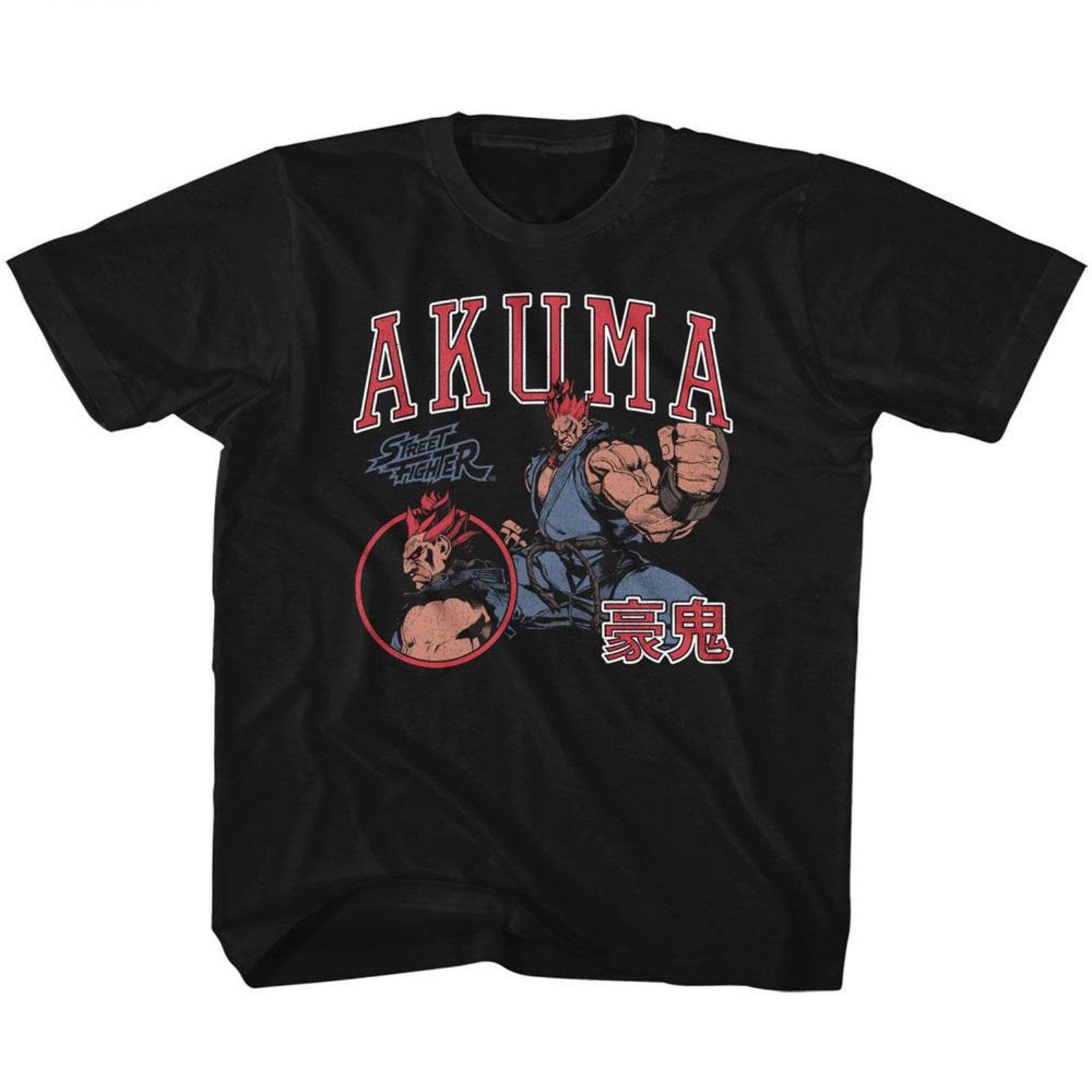 Street Fighter Akuma Varsity Black Youth T-Shirt XL