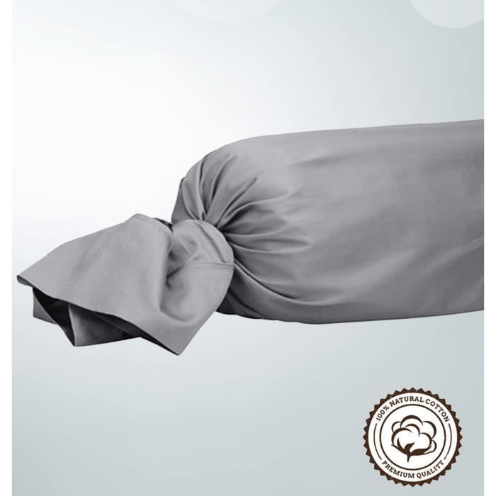 Bolster Case - High Quality - 100% Cotton - 45 X 185cm - Grey - Machine Washable At 40°
