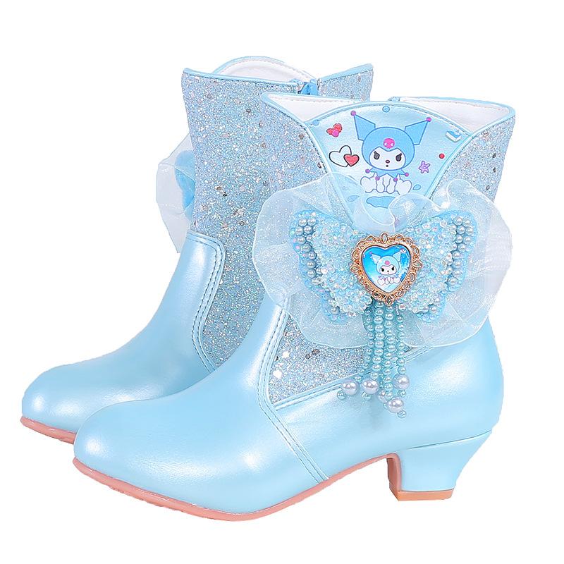 

Ботинки для девочек зима новые короткие ботинки детские ботинки Мартин детские средней длины на хлопковой подкладке ботинки Эльза маленькая принцесса зимние ботинки 36 (shoe inner length 22.5CM) небесно-голубой