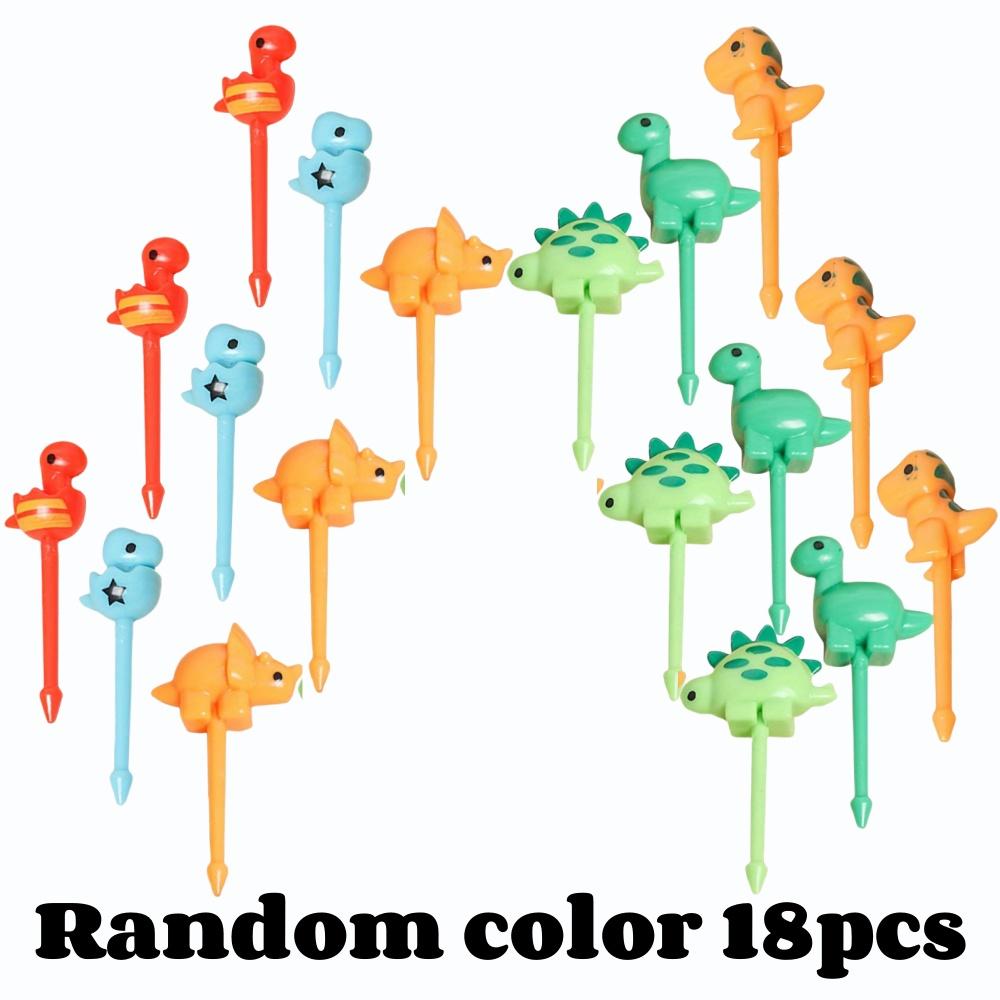 6/18pcs Cute Dinosaur Fruit Forks Mini Creative Food Fork Set Colorful Plastic Desert Pick For Kitchen Picnic Party Decor Access
