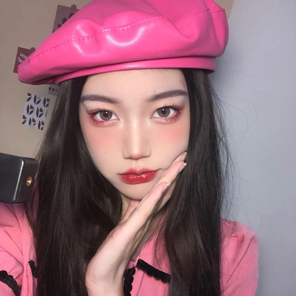 Solid Color Retro Beret British Style Flat Top Painter Hat Personality   Ladies