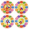 Simingyou 4 Modele Puzzle 1 Bucată Animal Desene Animate Jucărie Educativă Ceas Digital din Lemn pentru Copii