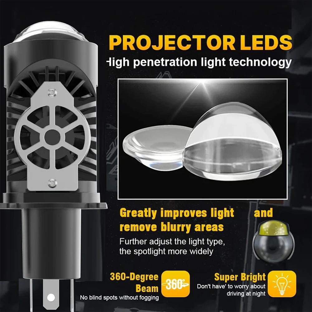 1/2Pcs Auto H4 Projector Lens LED Car Headlight Bulbs 150W CANBUS Turbo Auto Bulb H4 Led Motorcycle High Low bulb 12V 24V 6500K