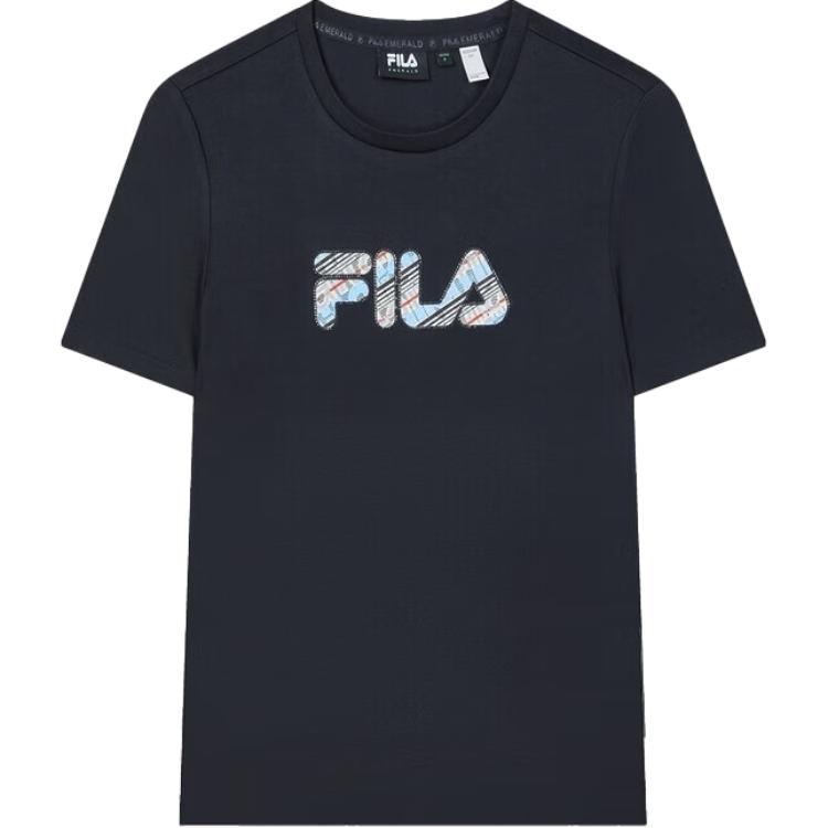 FILA Emerald Soft Comfortable Casual Simple Breathable Short Sleeve T-Shirt Women tops Legendary-Blue F11W434102F-NV